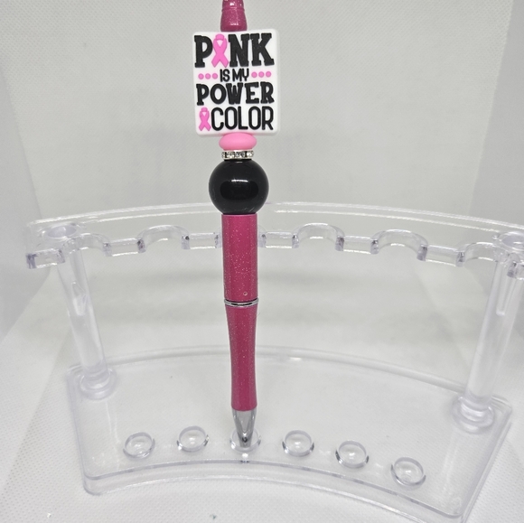 Breast Cancer Awareness Bling and Beaded Pen with Black Ink - Picture 2 of 4